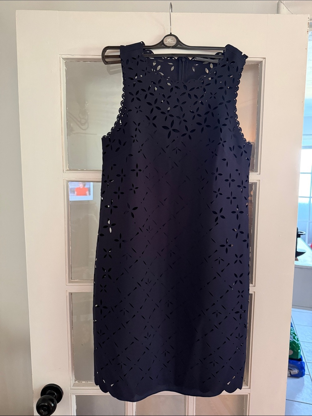 J. Crew Navy Laser-Cut Sleeveless Midi Dress